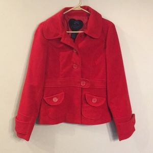 Women’s red waist pea coat